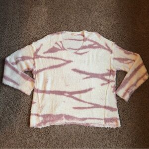 Free people movement abstract tie dye fuzzy sweater